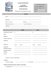 fiche inscription cantine – periscolaire 2022-2023
