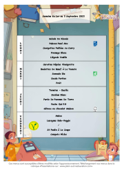 Menus scolaire du 01er au 05 septembre 2025