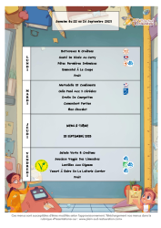 Menus scolaire du 22 au 26 septembre 2025