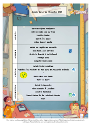 Menu du 01er au 05 décembre 2025