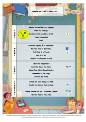 Menu du 16 au 20 mars 2026