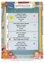 Menu du 30 mars au 03 avril 2026