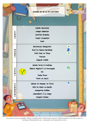 Menu du 20 au 24 avril 2026